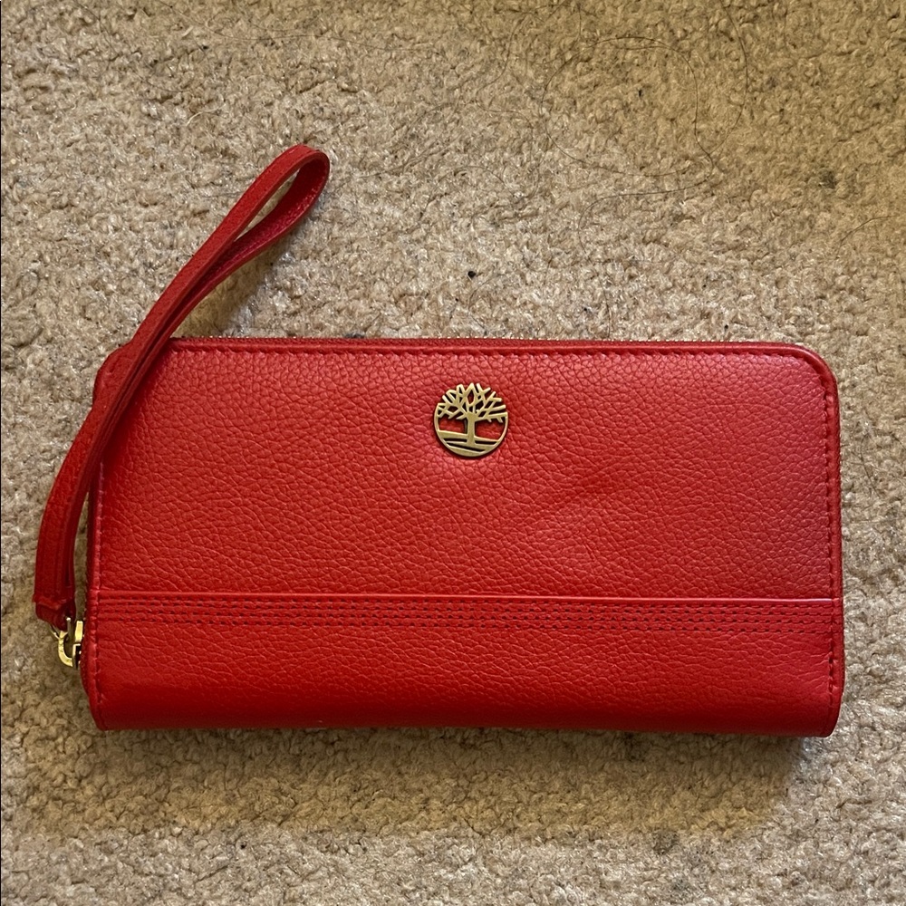 Red Leather Wristlet Wallet